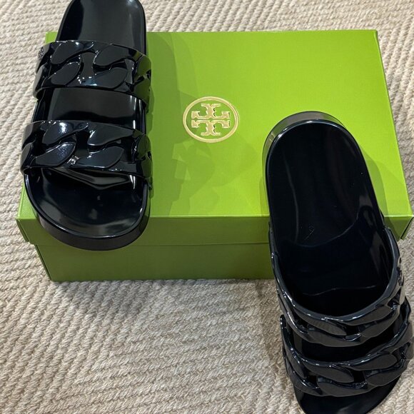 Tory Burch Women Adrien Jelly Lightweight Flat Slide Sandals - Picture 5 of 14